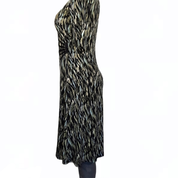 Connected abstract ikat print wrap midi dress 10 - Picture 3 of 13